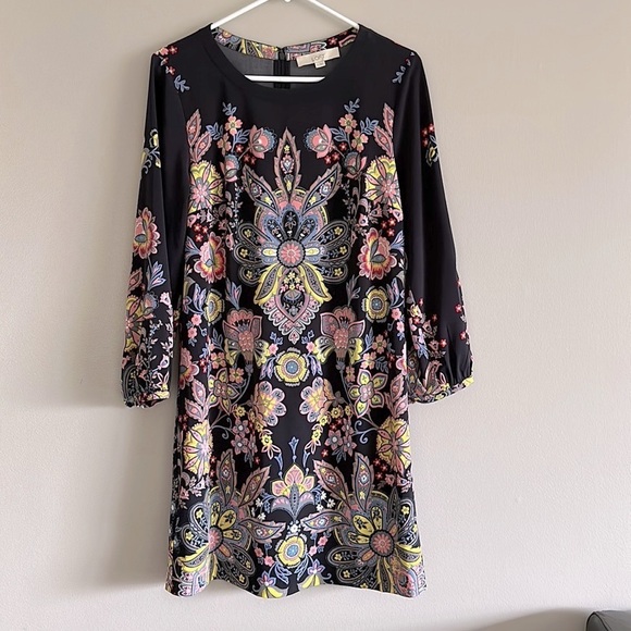 Loft Navy Blue Bold Medallion Paisley Floral Shift Dress - Picture 1 of 8